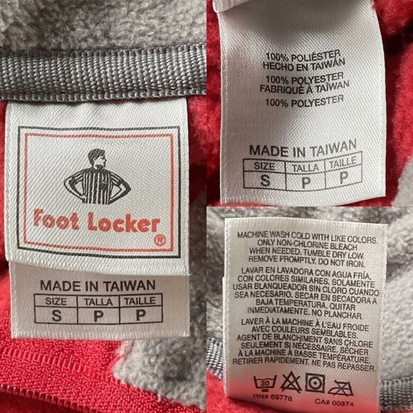 Foot Locker Red Gray 1/4 Zip Fleece Pullover Sweater Small - Picture 5 of 5